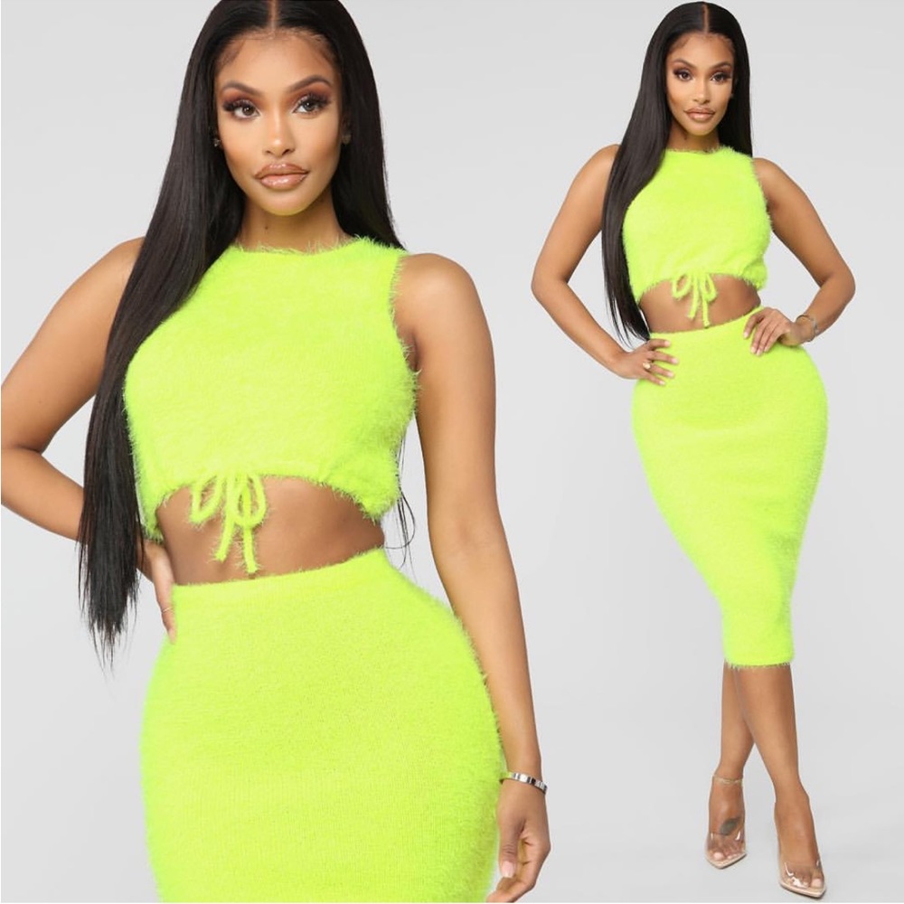Fashion Nova Fuzzy Midi Set